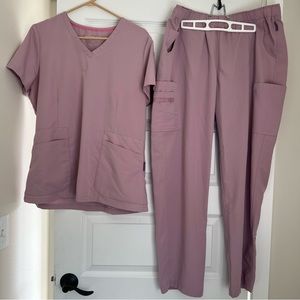 UA butter-soft movement light pink cargo scrub set